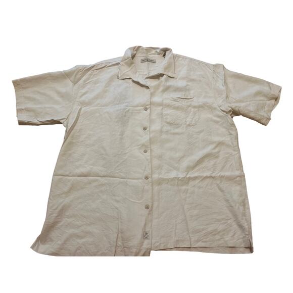 Tommy Bahama Shirt High Class Hotel 100% Silk Rayon Camp Shirt Men's XL Cream - Picture 3 of 7